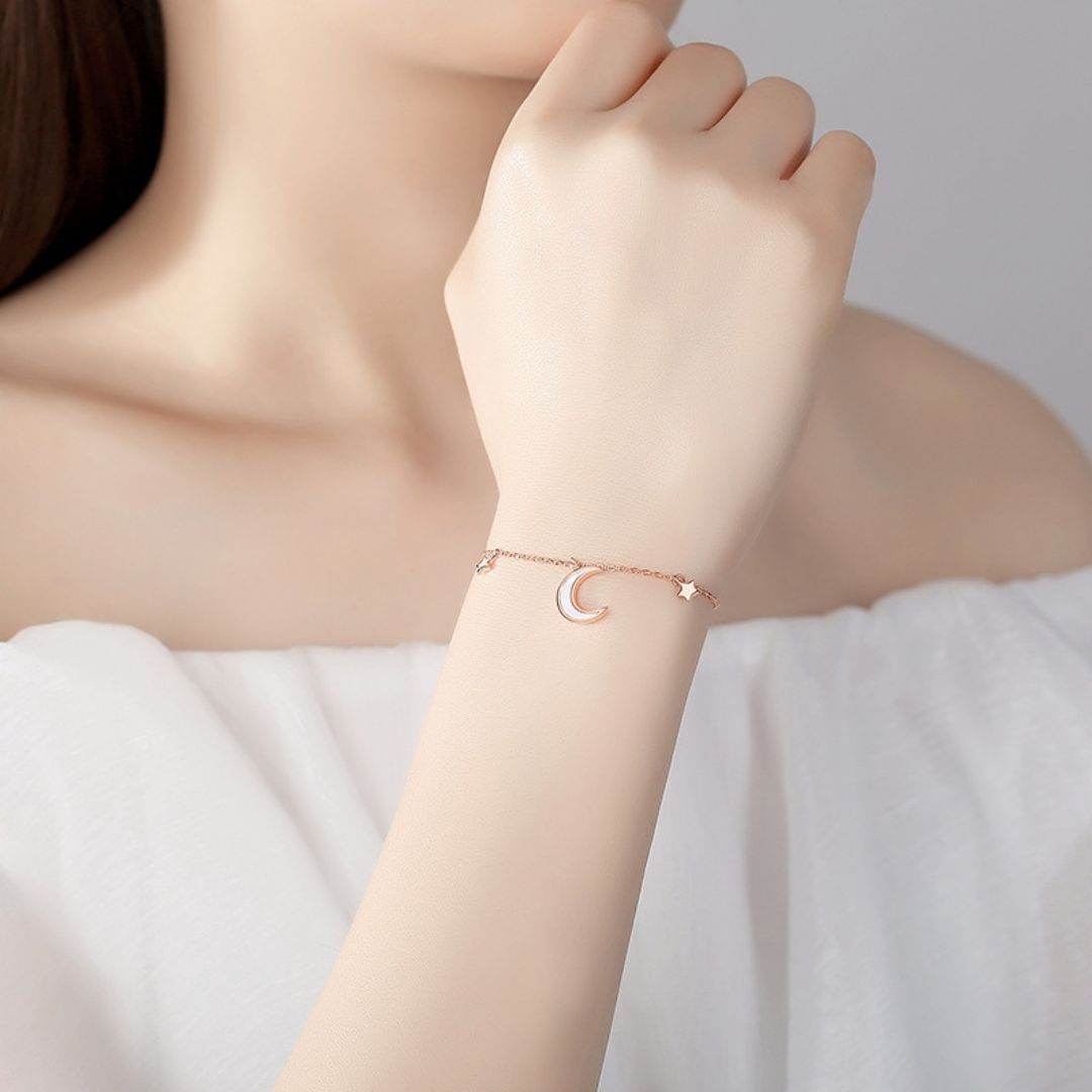 Luna Star Bracelet in s925 with rose gold plating | Rozy Jewellery