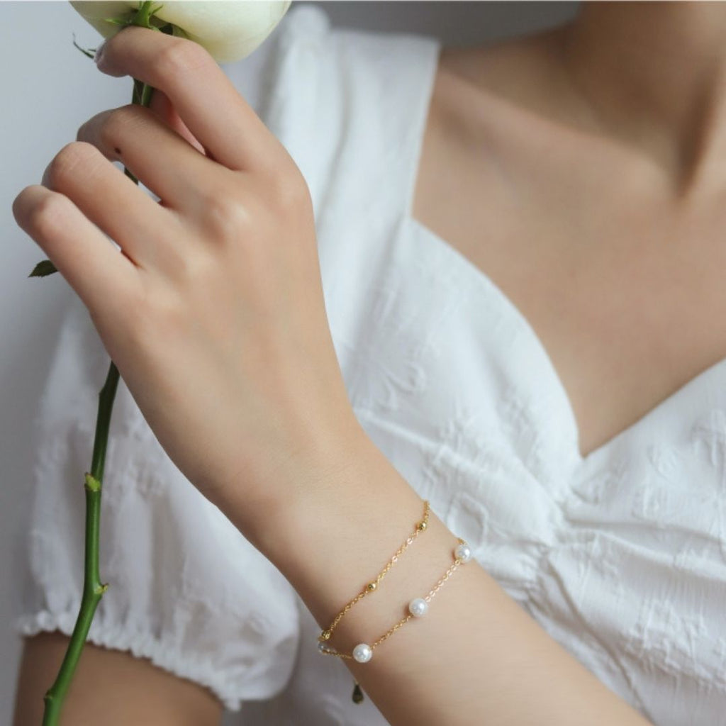 Ollie Pearl Bracelet in s925 with gold plating