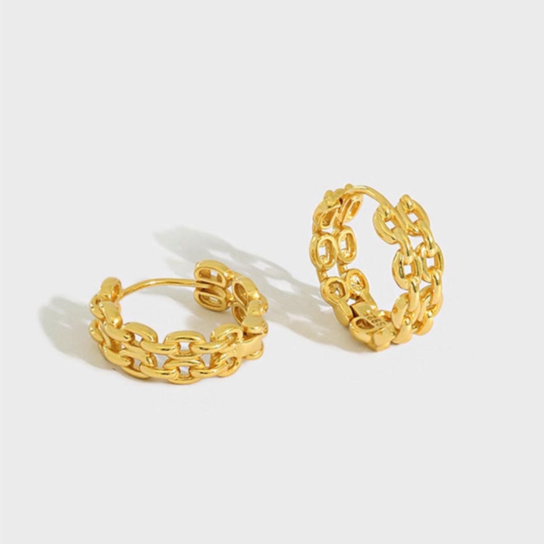 Sophia Cuban Link Chain Earrings in s925 with gold plating Rozy Jewellery