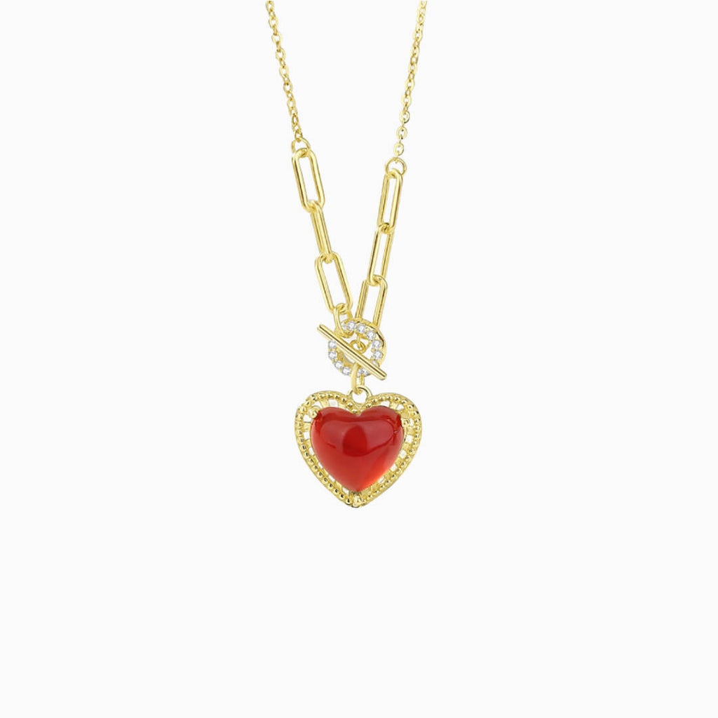 Adeline Red Agate Heart Necklace