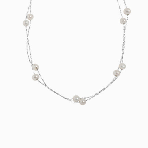 Margaret Double Layered Pearl Necklace | Rozy Jewellery