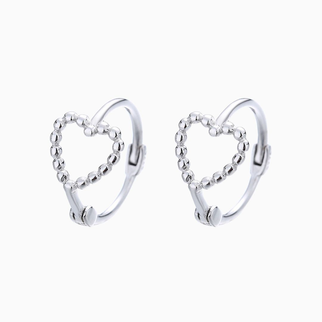 Women's 925 Sterling Silver Heart Creole Earrings With Zirconia - Blue Stone Gift