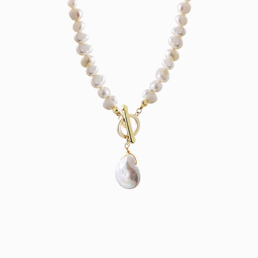 Jemma Pearl Choker Necklace with large Baroque pearl pendant