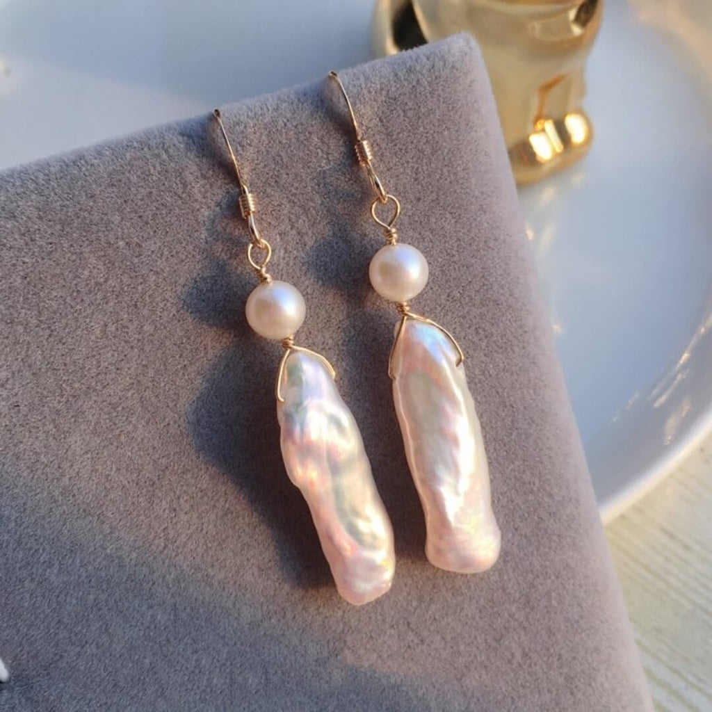Jolie Long Baroque Pearl Earrings