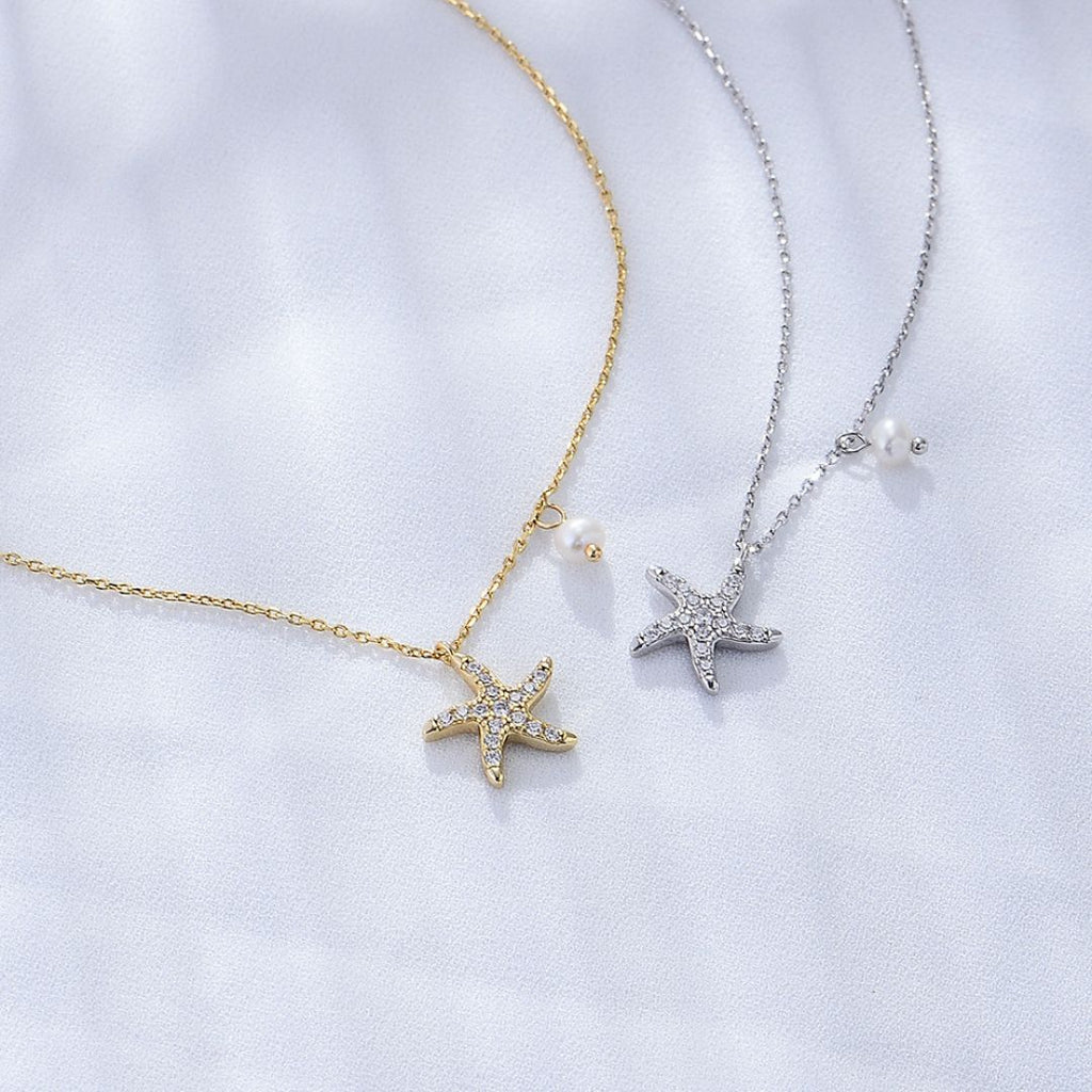 Cora Starfish Pendant Necklace in s925 with rhodium plating