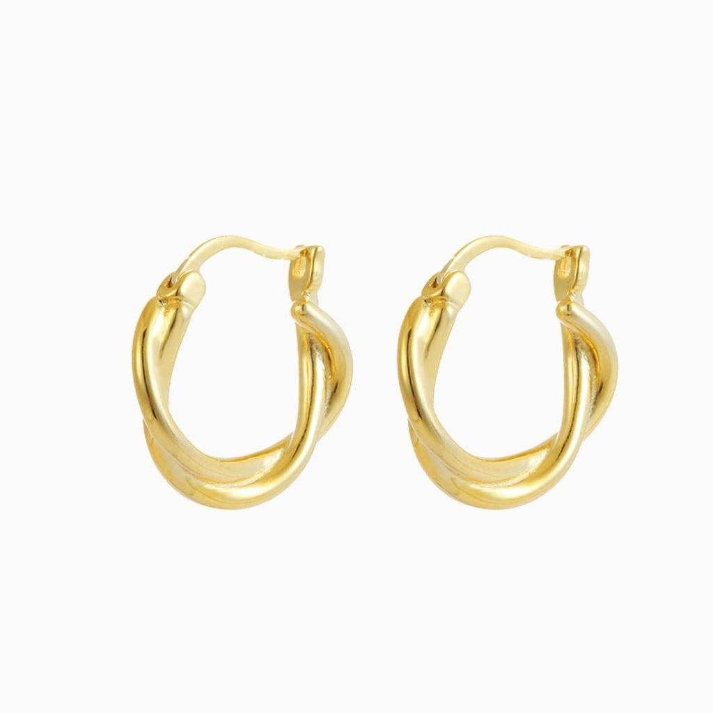 Vallery Twisted Hoops earrings in 925 sterling silver with rhodium gold plating