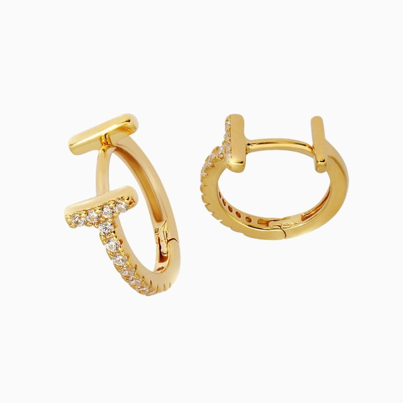 Zoey Hoops Earrings in s925 with gold plating | Rozy Jewellery